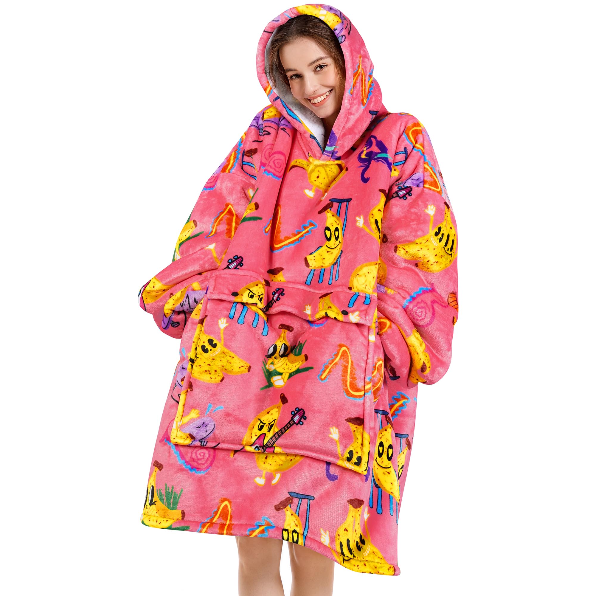 Narecte Cozy Oversized Blanket Hoodie Wearable Blanket Adults Soft Hooded Blanket Hoodie Birthday Gifts for Women Christmas