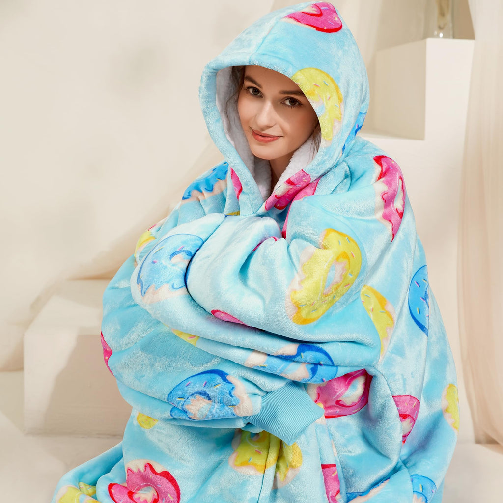 Narecte Cozy Oversized Blanket Hoodie Wearable Blanket Adults Soft Hooded Blanket Hoodie Birthday Gifts for Women Christmas