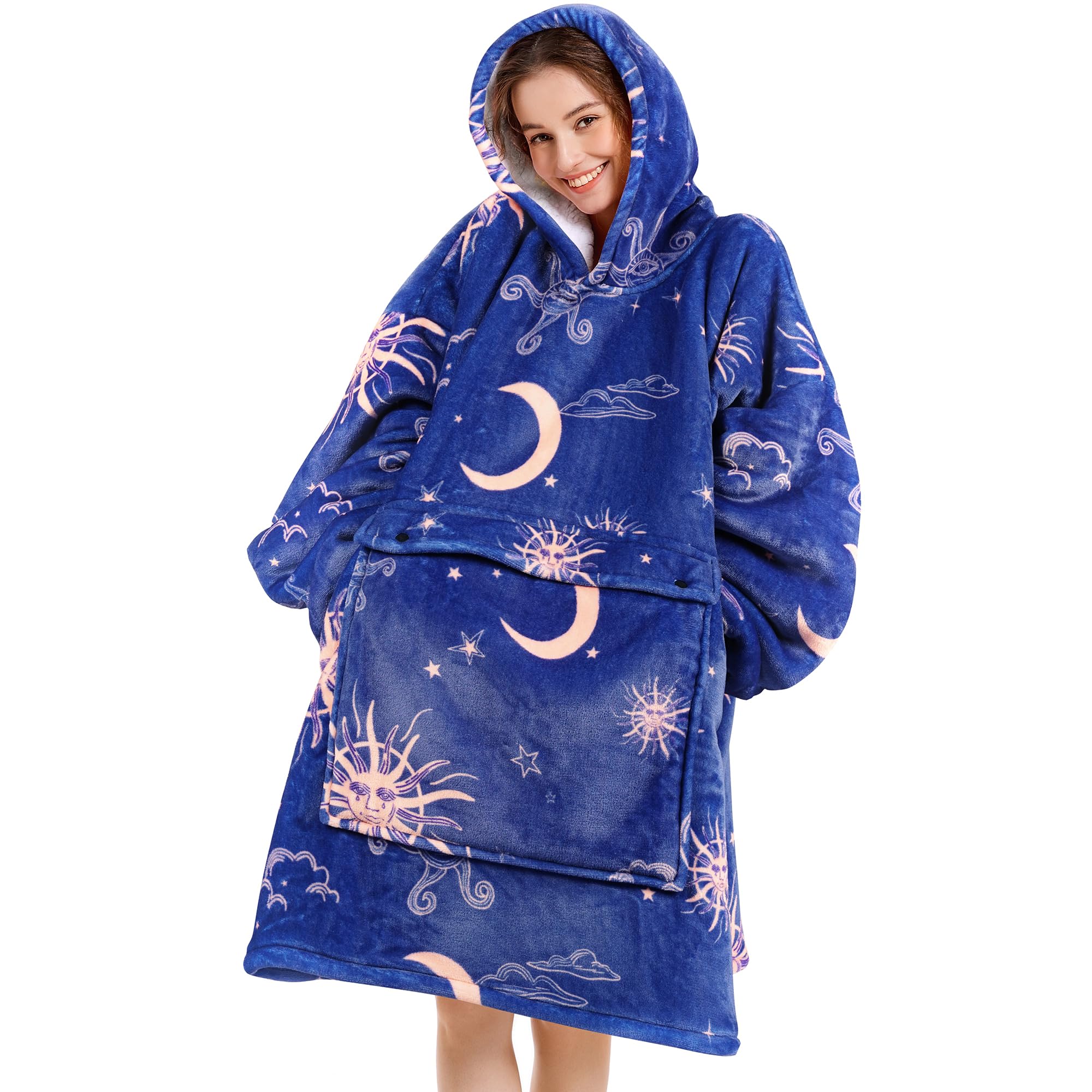 Narecte Cozy Oversized Blanket Hoodie Wearable Blanket Adults Soft Hooded Blanket Hoodie Birthday Gifts for Women Christmas