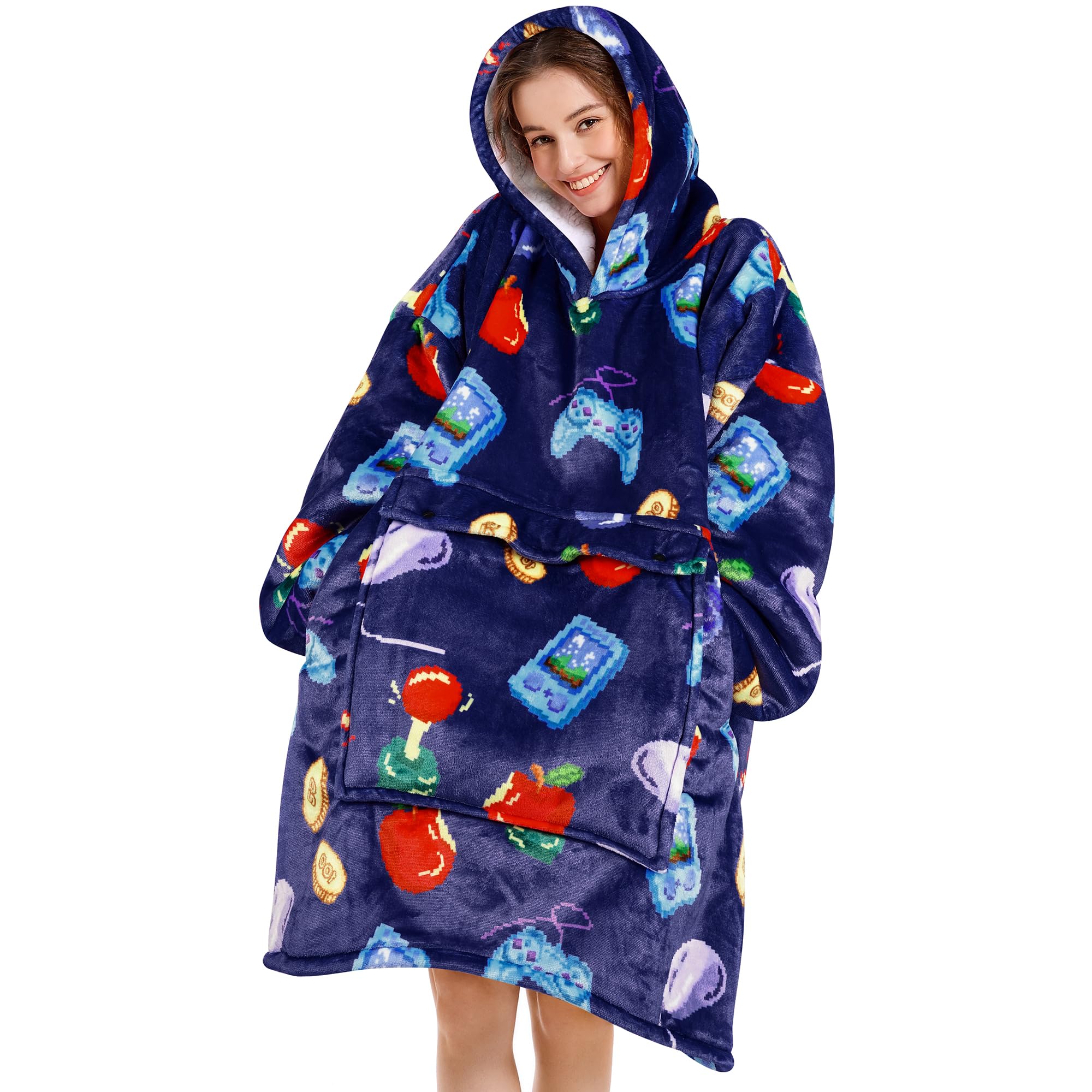 Narecte Cozy Oversized Blanket Hoodie Wearable Blanket Adults Soft Hooded Blanket Hoodie Birthday Gifts for Women Christmas