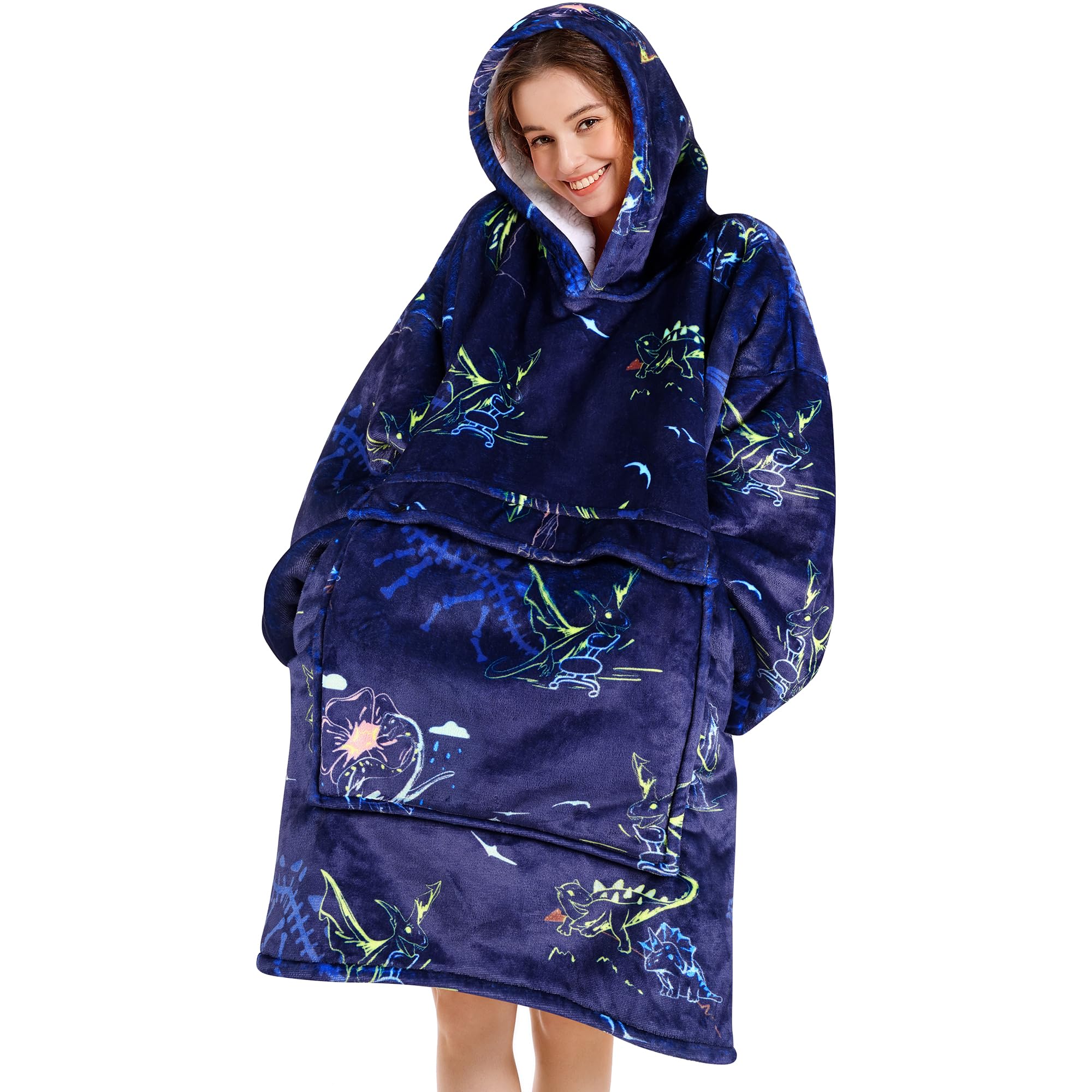 Narecte Cozy Oversized Blanket Hoodie Wearable Blanket Adults Soft Hooded Blanket Hoodie Birthday Gifts for Women Christmas