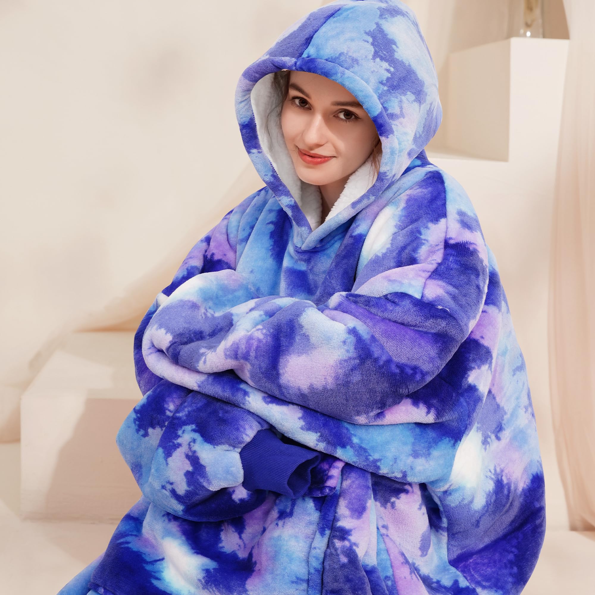 Narecte Cozy Oversized Blanket Hoodie Wearable Blanket Adults Soft Hooded Blanket Hoodie Birthday Gifts for Women Christmas
