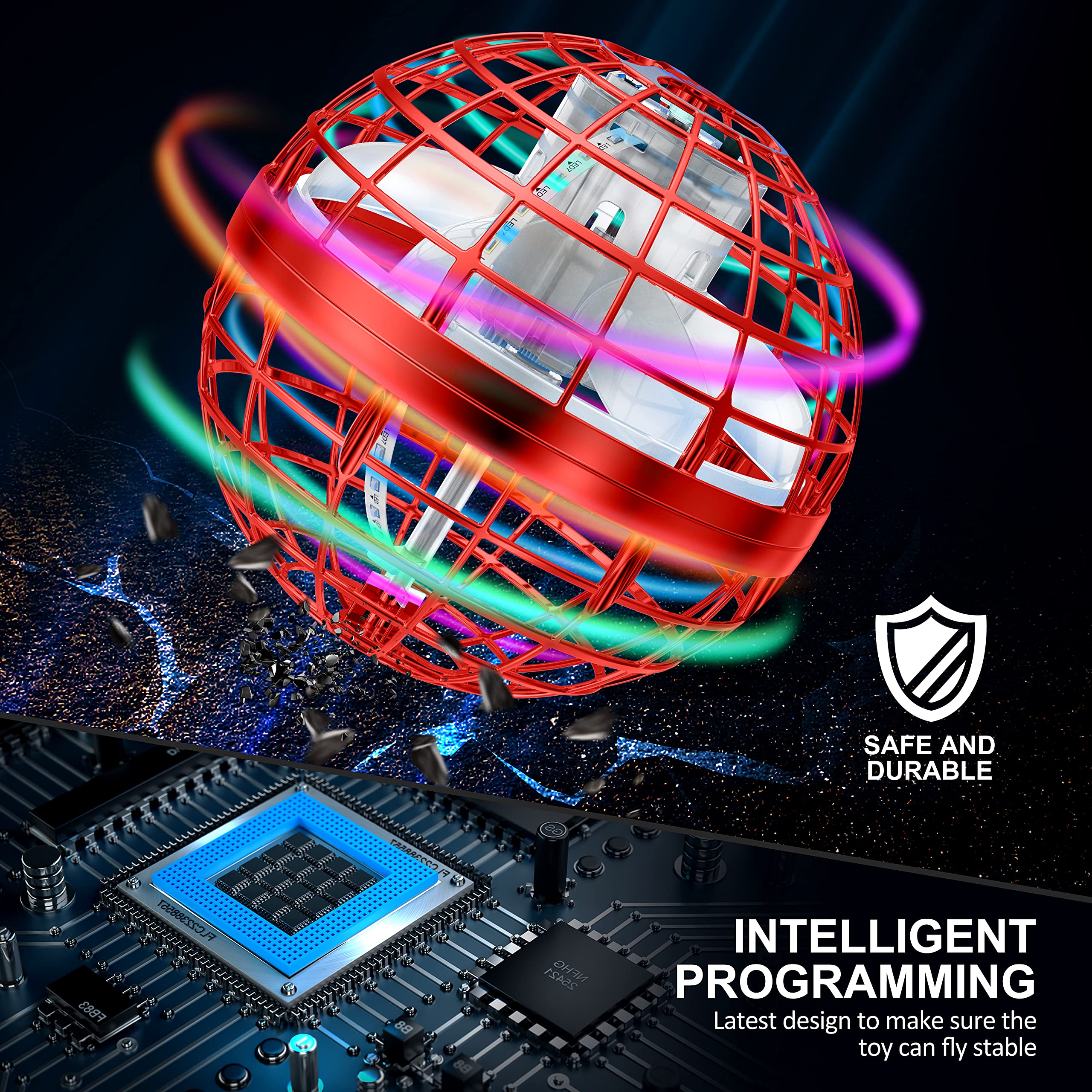 2025 Flying Orb Ball Toy,Cosmic Globe Boomerang Hover Ball Galactic Fidget Spinner, Hand Drone Orbit, Cool Toys Gift for 6 7 8 9 10+ Year Old Boys Girls Teens Outdoor Toys(Pink)